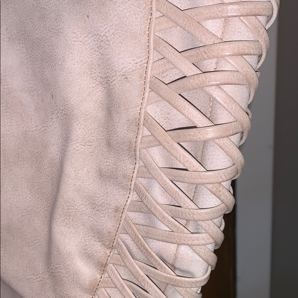 TORRID faux leather tan lattice knee high boots - Picture 6 of 7